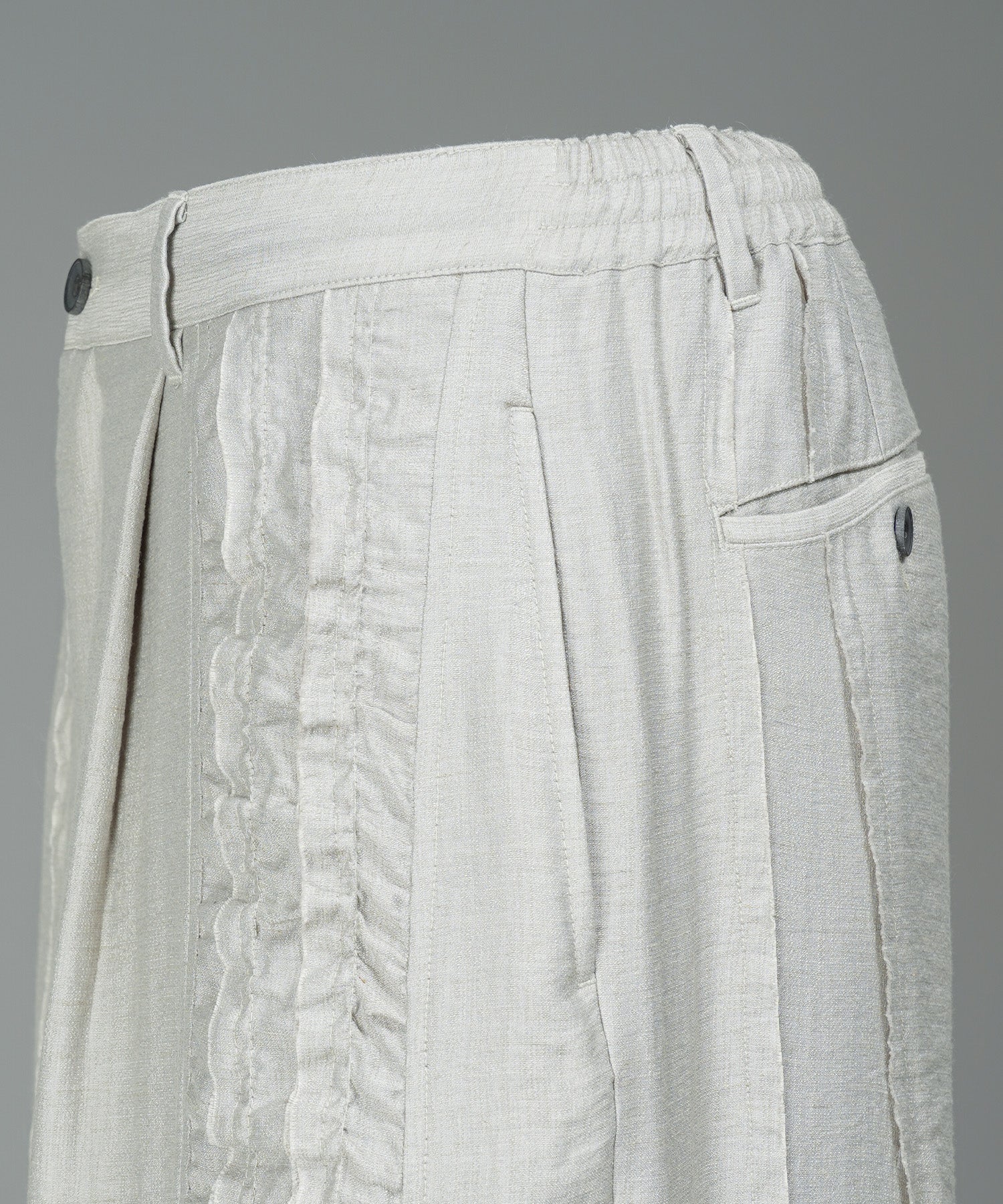 [26SS PRE-ORDER] Linen Mix Slab Side Big Pocket Prime-Wide Pants