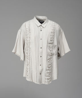 Gathered Ruffle Switching Prime-Over Short Sleeve Shirt