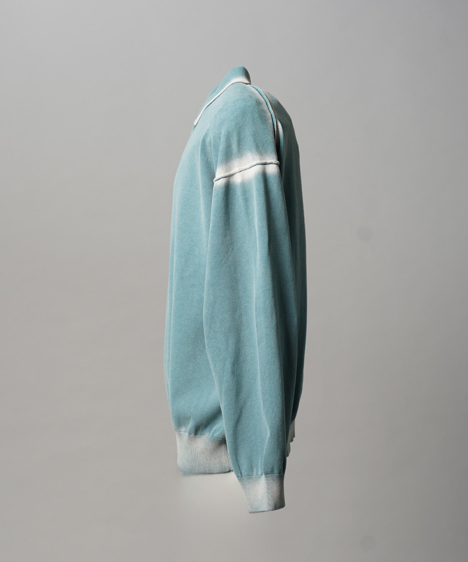 High Twist Pigment Bleach Prime-Over Long Sleeve Knit Polo Shirt