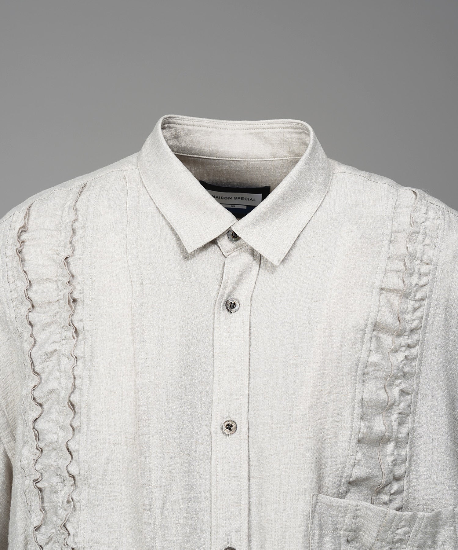 Gathered Ruffle Switching Prime-Over Short Sleeve Shirt