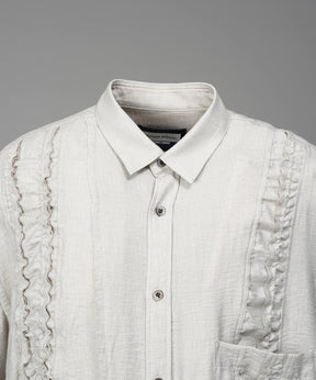 Gathered Ruffle Switching Prime-Over Short Sleeve Shirt