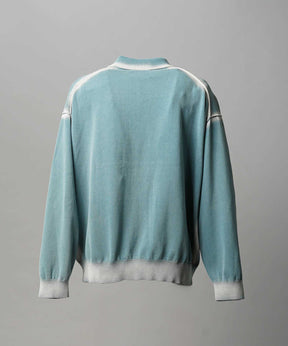 High Twist Pigment Bleach Prime-Over Long Sleeve Knit Polo Shirt