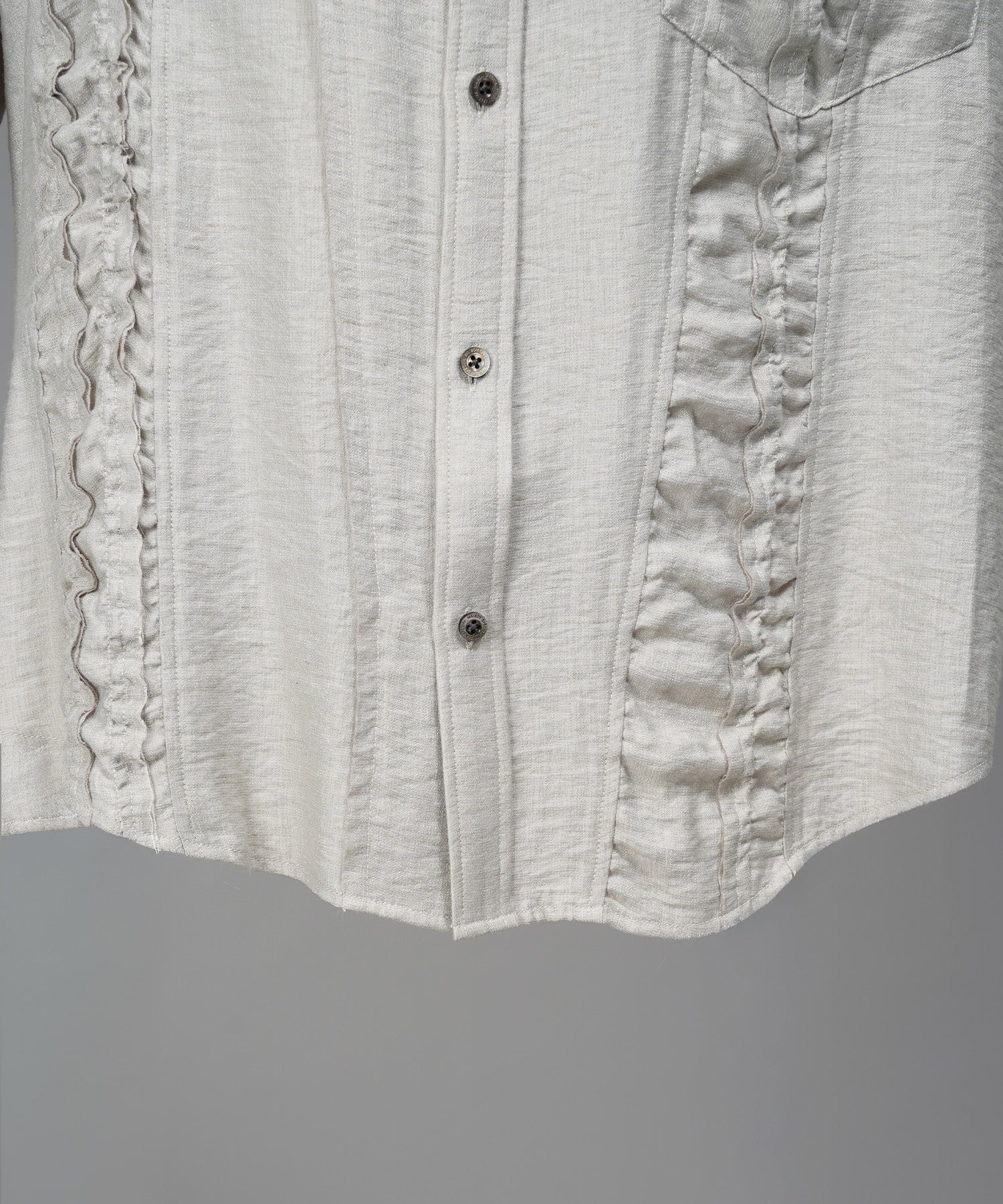 Gathered Ruffle Switching Prime-Over Short Sleeve Shirt