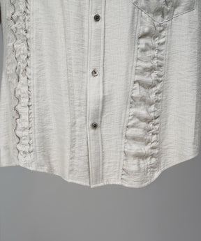 Gathered Ruffle Switching Prime-Over Short Sleeve Shirt