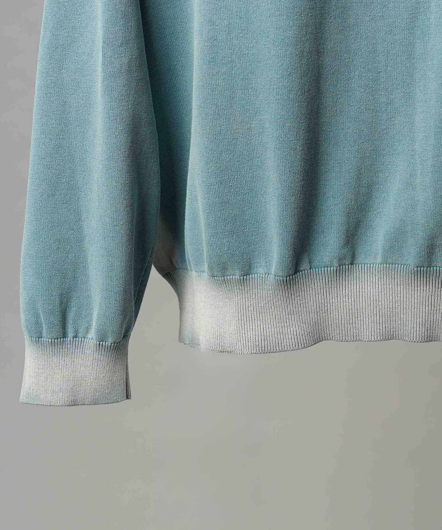 High Twist Pigment Bleach Prime-Over Long Sleeve Knit Polo Shirt