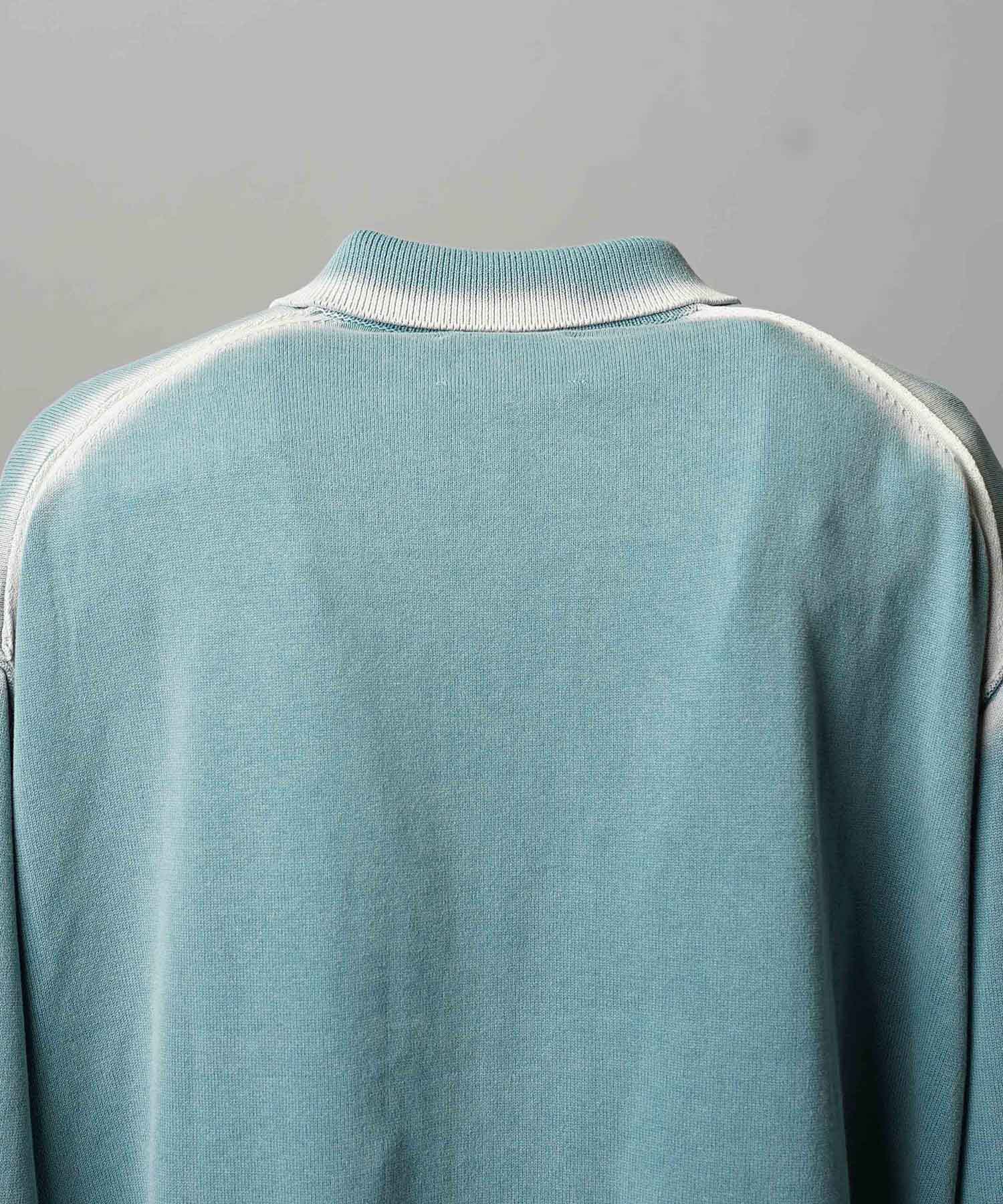 High Twist Pigment Bleach Prime-Over Long Sleeve Knit Polo Shirt