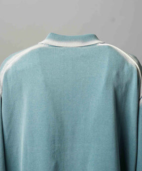 High Twist Pigment Bleach Prime-Over Long Sleeve Knit Polo Shirt
