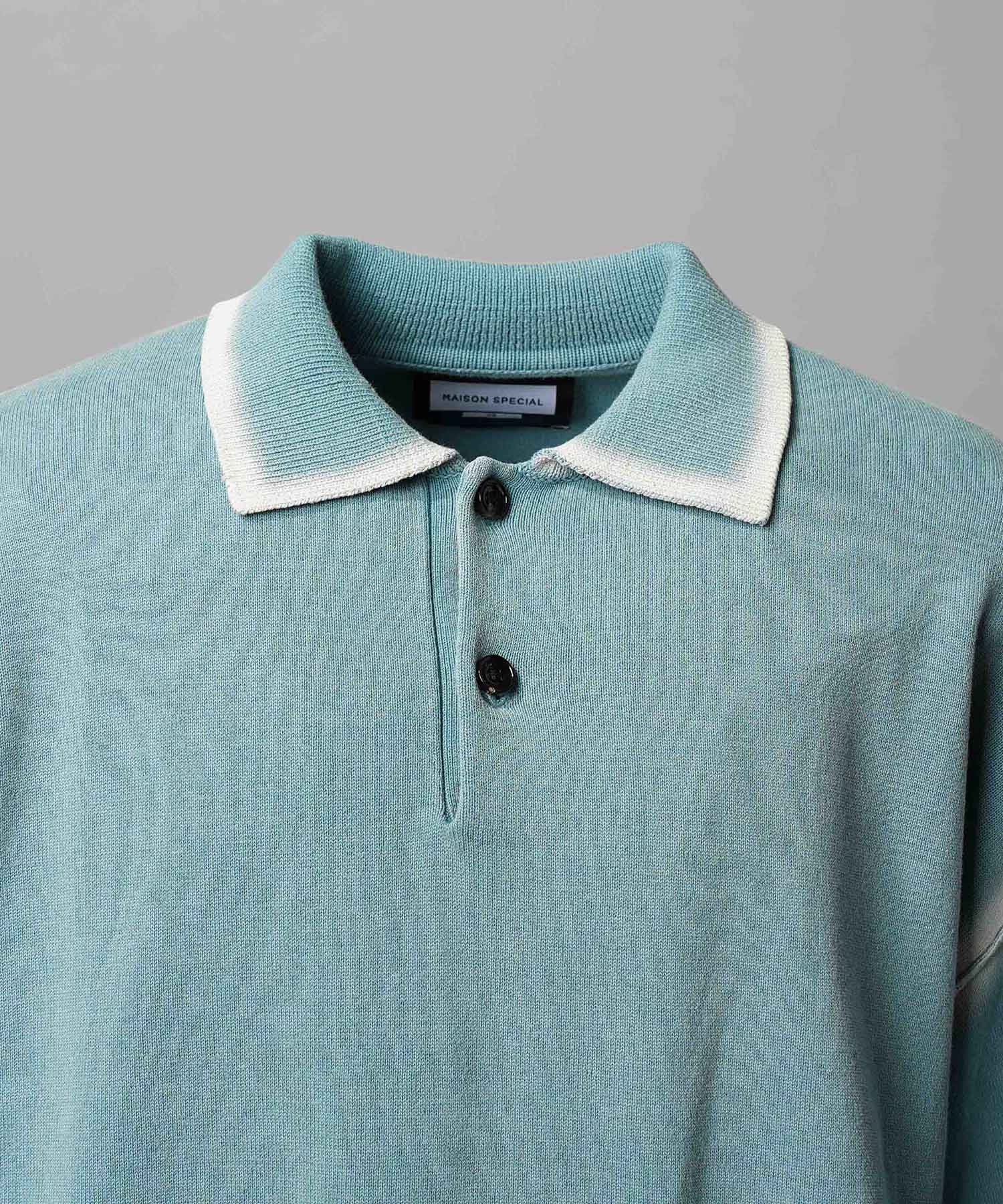 High Twist Pigment Bleach Prime-Over Long Sleeve Knit Polo Shirt