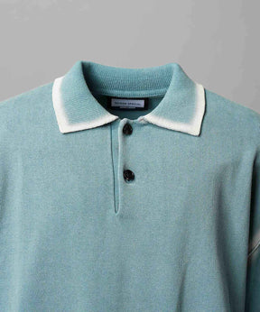 High Twist Pigment Bleach Prime-Over Long Sleeve Knit Polo Shirt