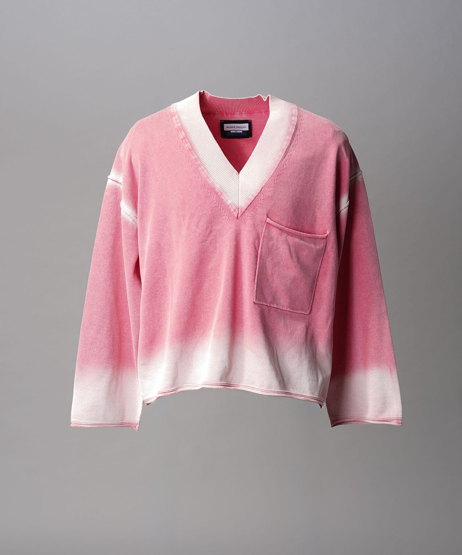 Gradation Short Length Prime-Over V-Neck Knit Pullover