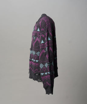 [25AW PRE-ORDER] Nordic Damage Jacquard Prime-Over Crew Neck Knit Pullover