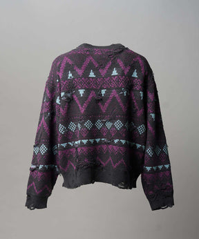 [25AW PRE-ORDER] Nordic Damage Jacquard Prime-Over Crew Neck Knit Pullover