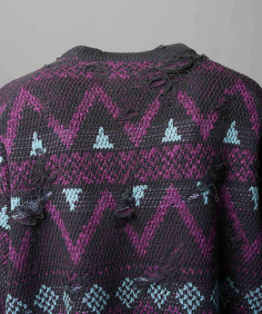 [25AW PRE-ORDER] Nordic Damage Jacquard Prime-Over Crew Neck Knit Pullover