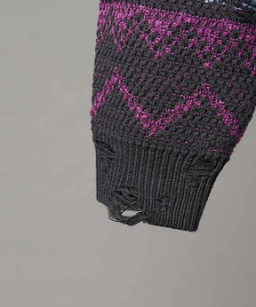 [25AW PRE-ORDER] Nordic Damage Jacquard Prime-Over Crew Neck Knit Pullover