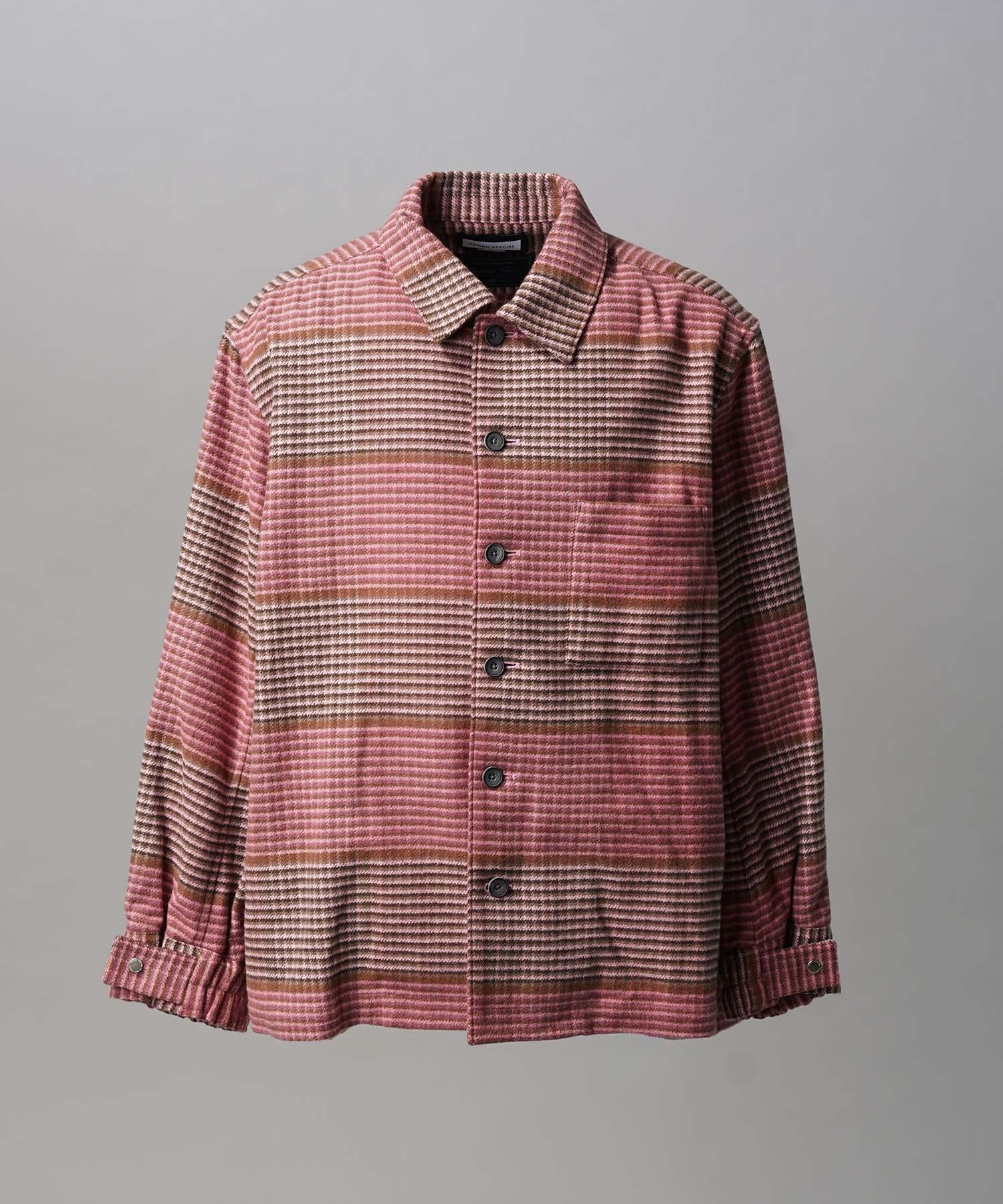 【Italian Dead Stock Fabric】Prime-Over Regular Collar Heavy-Weight Flannel Shirt