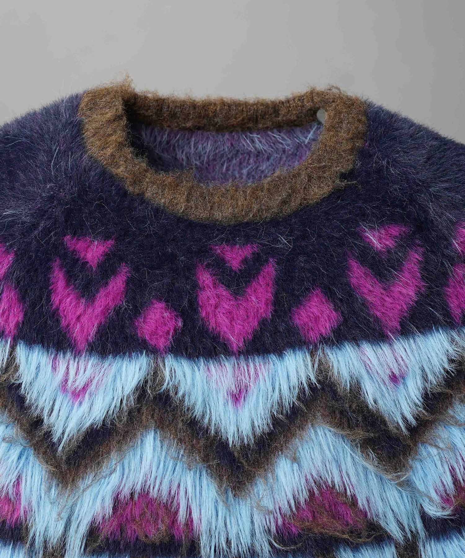 Gradation Short Length Prime-Over V-Neck Knit Pullover