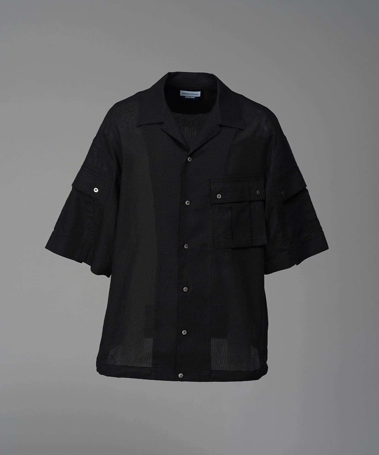 Cargo Pocket Prime-Over Sheer Open Collar Shirt