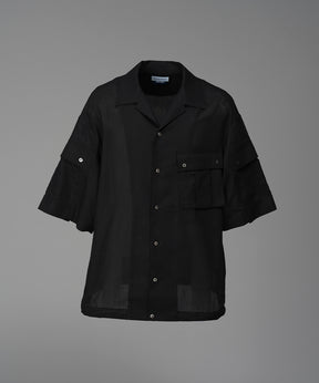 Cargo Pocket Prime-Over Sheer Open Collar Shirt