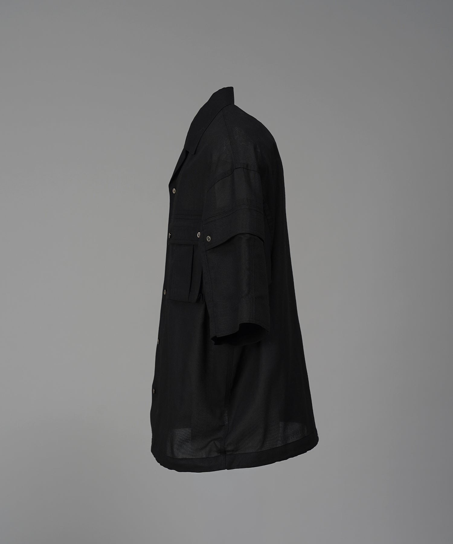 Cargo Pocket Prime-Over Sheer Open Collar Shirt