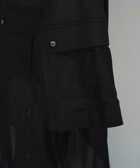 Cargo Pocket Prime-Over Sheer Open Collar Shirt