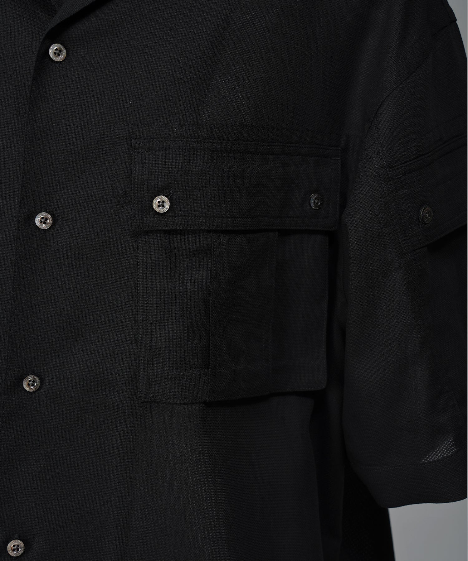 Cargo Pocket Prime-Over Sheer Open Collar Shirt