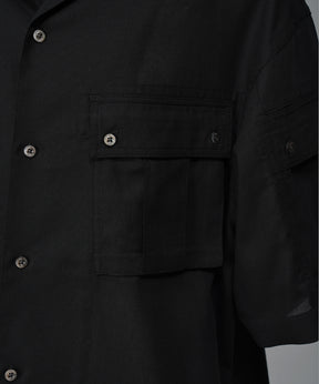 Cargo Pocket Prime-Over Sheer Open Collar Shirt