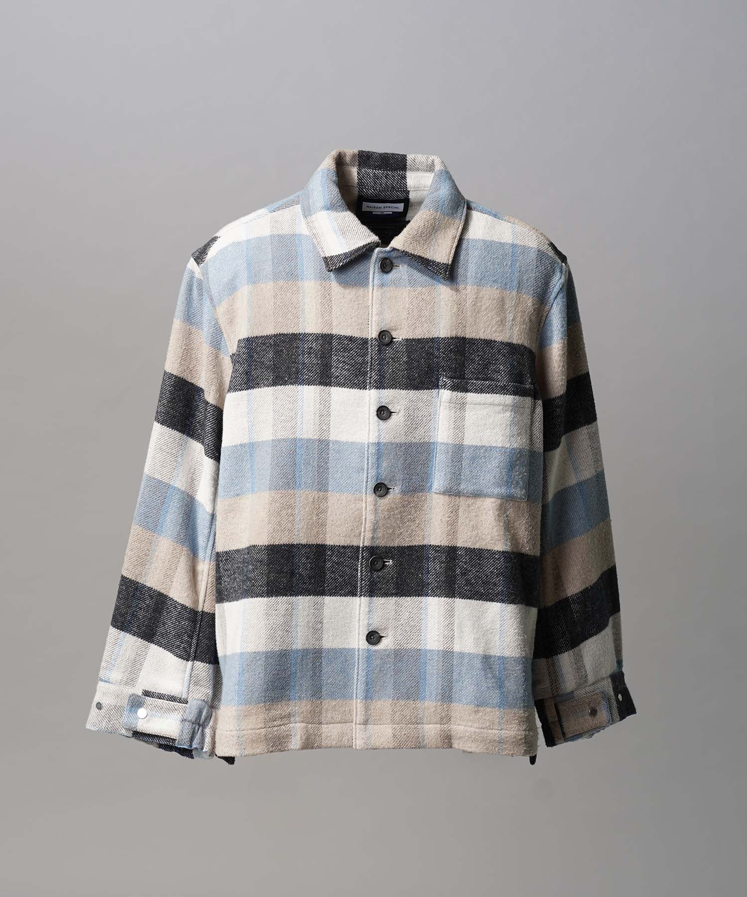 【Italian Dead Stock Fabric】Prime-Over Regular Collar Heavy-Weight Flannel Shirt