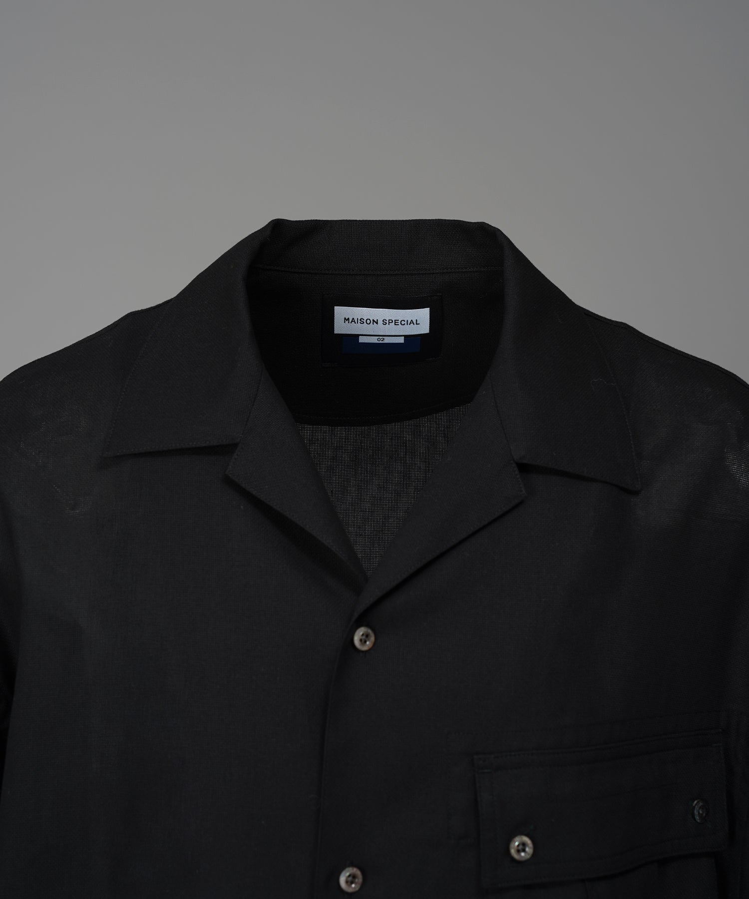 Cargo Pocket Prime-Over Sheer Open Collar Shirt