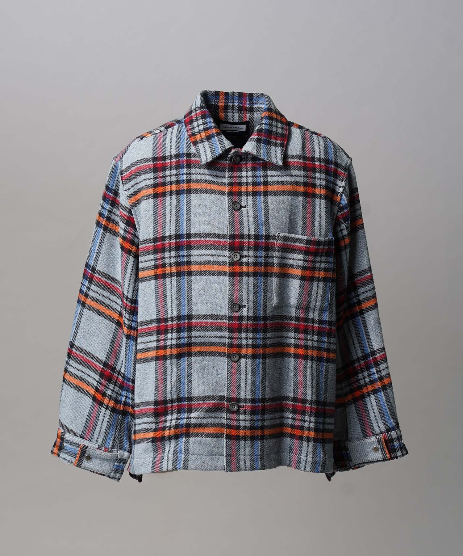 【Italian Dead Stock Fabric】Prime-Over Regular Collar Heavy-Weight Flannel Shirt