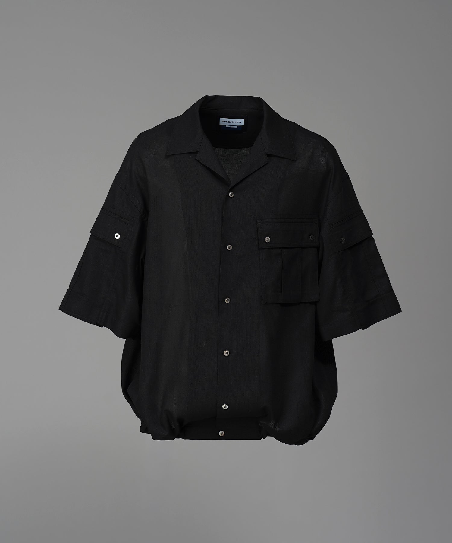 Cargo Pocket Prime-Over Sheer Open Collar Shirt
