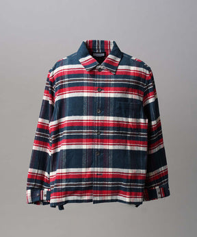 【Italian Dead Stock Fabric】Prime-Over Regular Collar Heavy-Weight Flannel Shirt