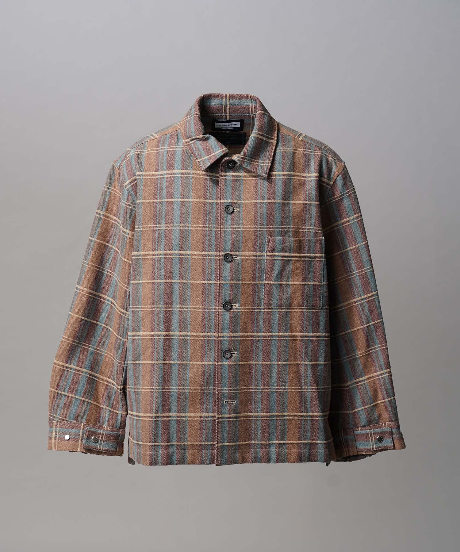 【Italian Dead Stock Fabric】Prime-Over Regular Collar Heavy-Weight Flannel Shirt