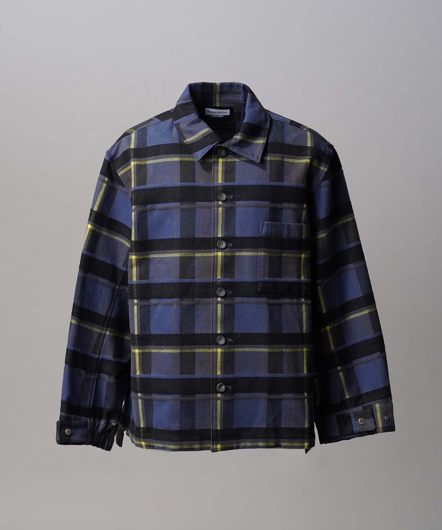 【Italian Dead Stock Fabric】Prime-Over Regular Collar Heavy-Weight Flannel Shirt