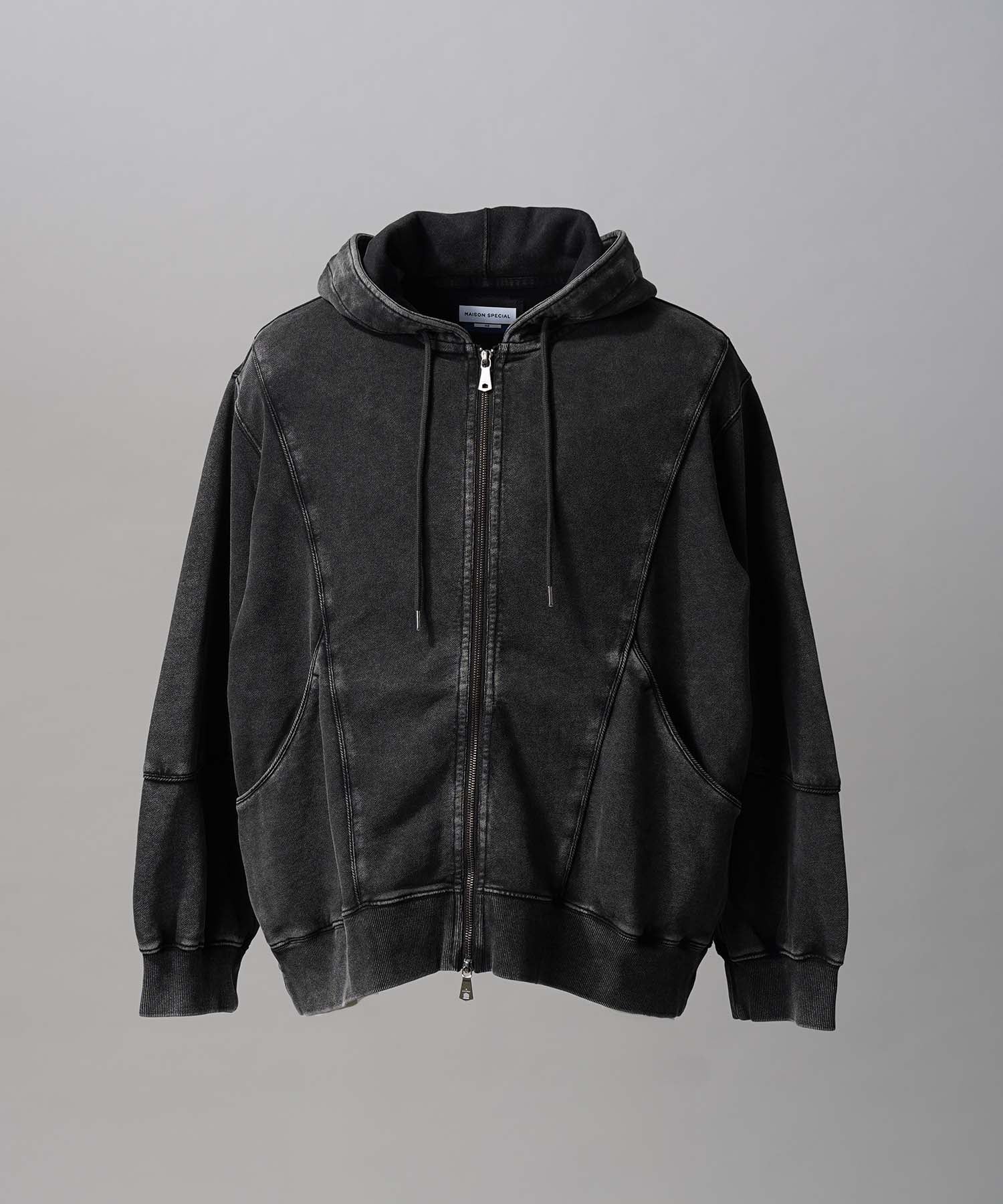 めいびぃ Piping Switching Prime-Over Pigment-dye ZIP Hoodie
