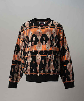 [25AW PRE-ORDER] Rug Pattern Mall Yarn Jacquard Prime-Over Crew Neck Knit Pullover
