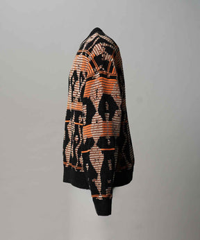 [25AW PRE-ORDER] Rug Pattern Mall Yarn Jacquard Prime-Over Crew Neck Knit Pullover