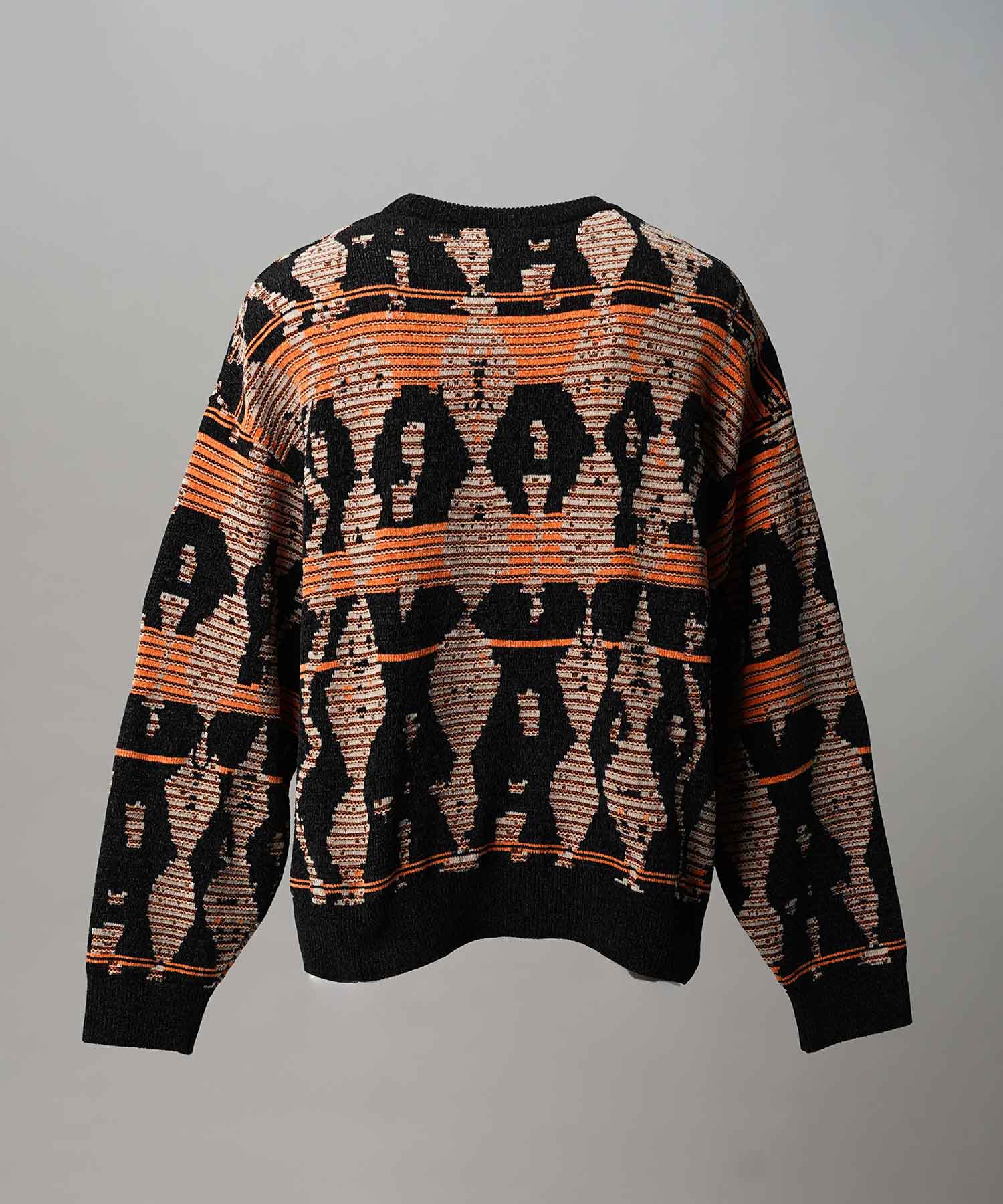 [25AW PRE-ORDER] Rug Pattern Mall Yarn Jacquard Prime-Over Crew Neck Knit Pullover