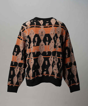 [25AW PRE-ORDER] Rug Pattern Mall Yarn Jacquard Prime-Over Crew Neck Knit Pullover