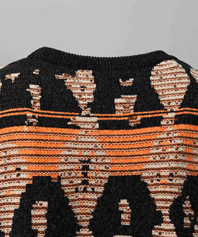 [25AW PRE-ORDER] Rug Pattern Mall Yarn Jacquard Prime-Over Crew Neck Knit Pullover