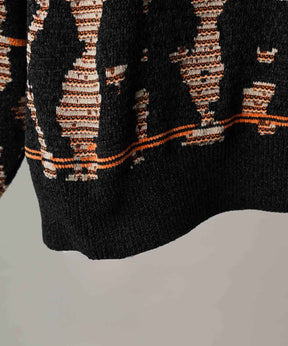 [25AW PRE-ORDER] Rug Pattern Mall Yarn Jacquard Prime-Over Crew Neck Knit Pullover