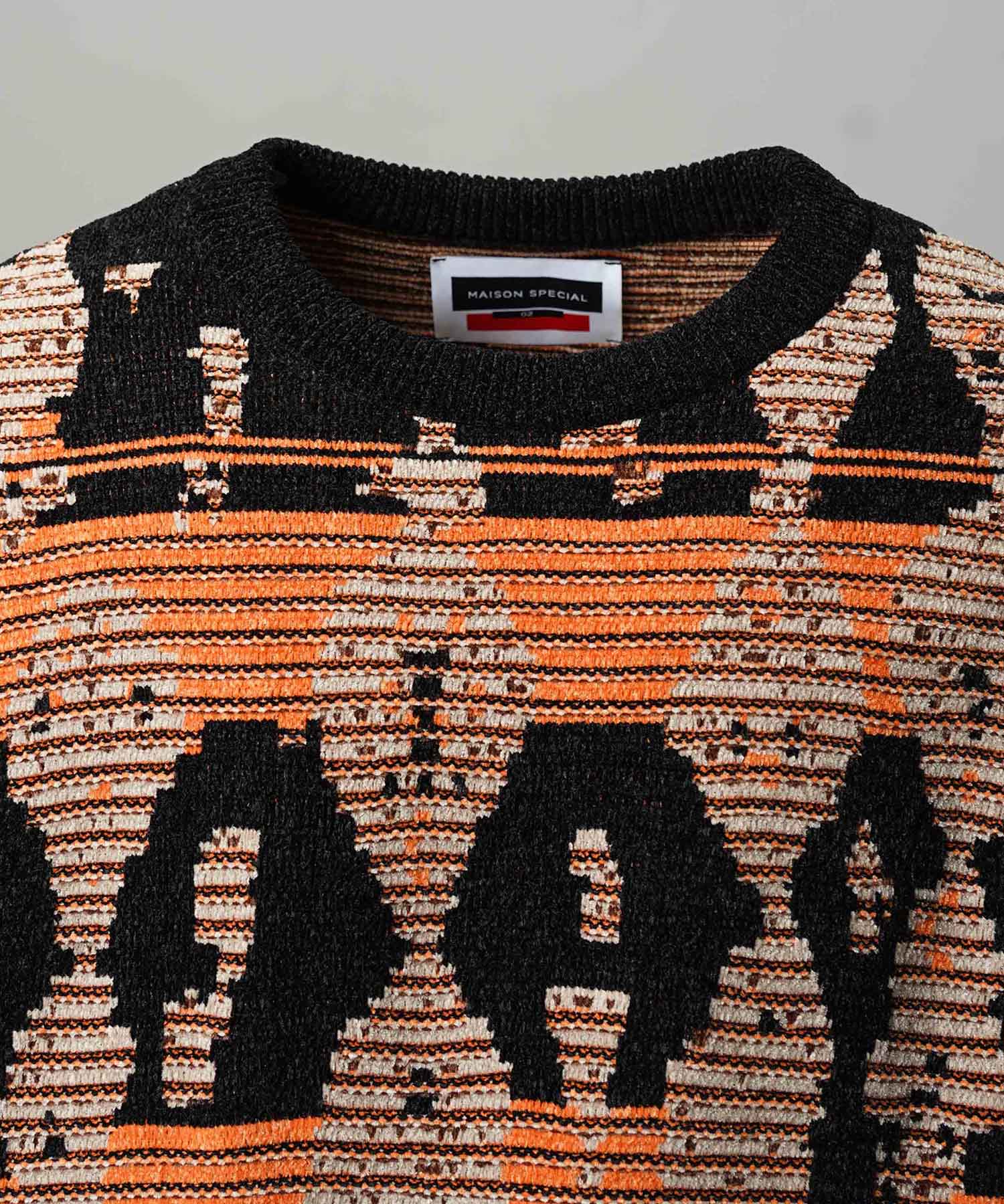 [25AW PRE-ORDER] Rug Pattern Mall Yarn Jacquard Prime-Over Crew Neck Knit Pullover