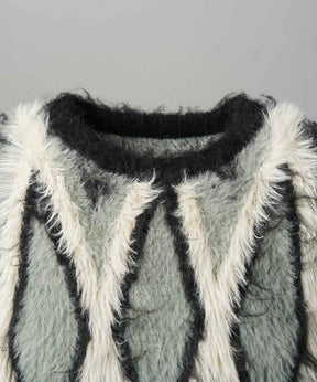 [25AW预订] 7G毛茸茸的jacquard钻石图案Argyle Prime ersere脖子编织套头衫