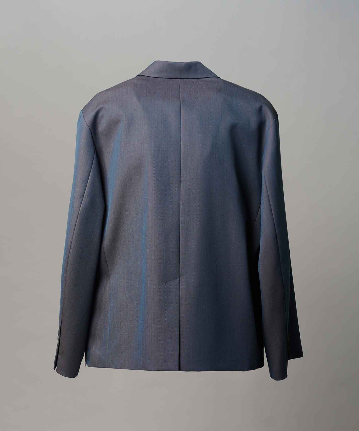 4种颜色Chambray可洗的羊毛峰峰翻领双胸夹克