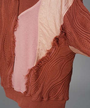 Different Material Docking Prime-Over 3D Knit Pullover