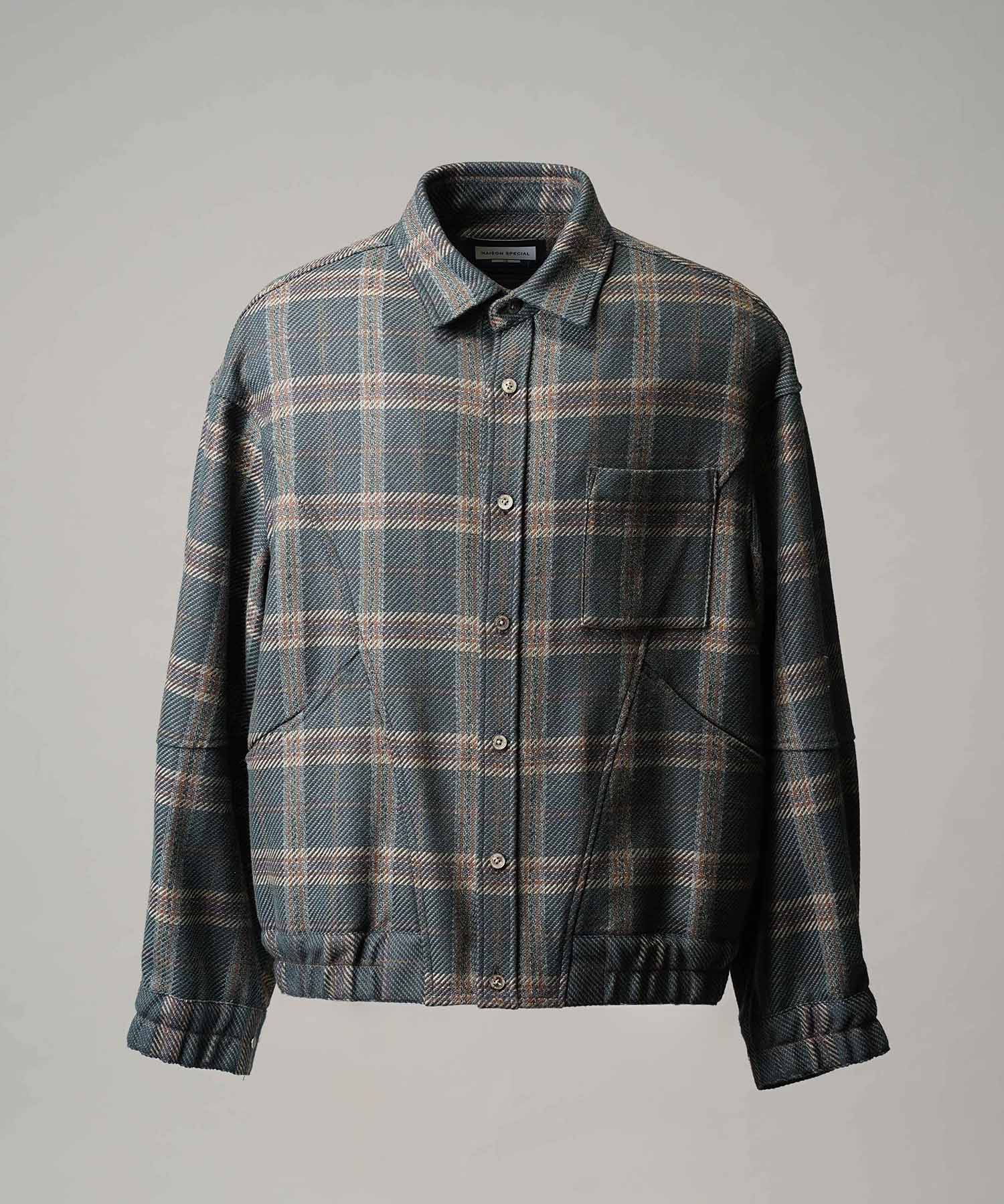 Italian Dead Stock Fabric】Prime-Over Curved Shirts Blouson