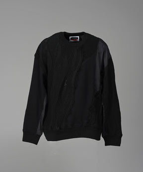 Different Material Docking Prime-Over 3D Knit Pullover