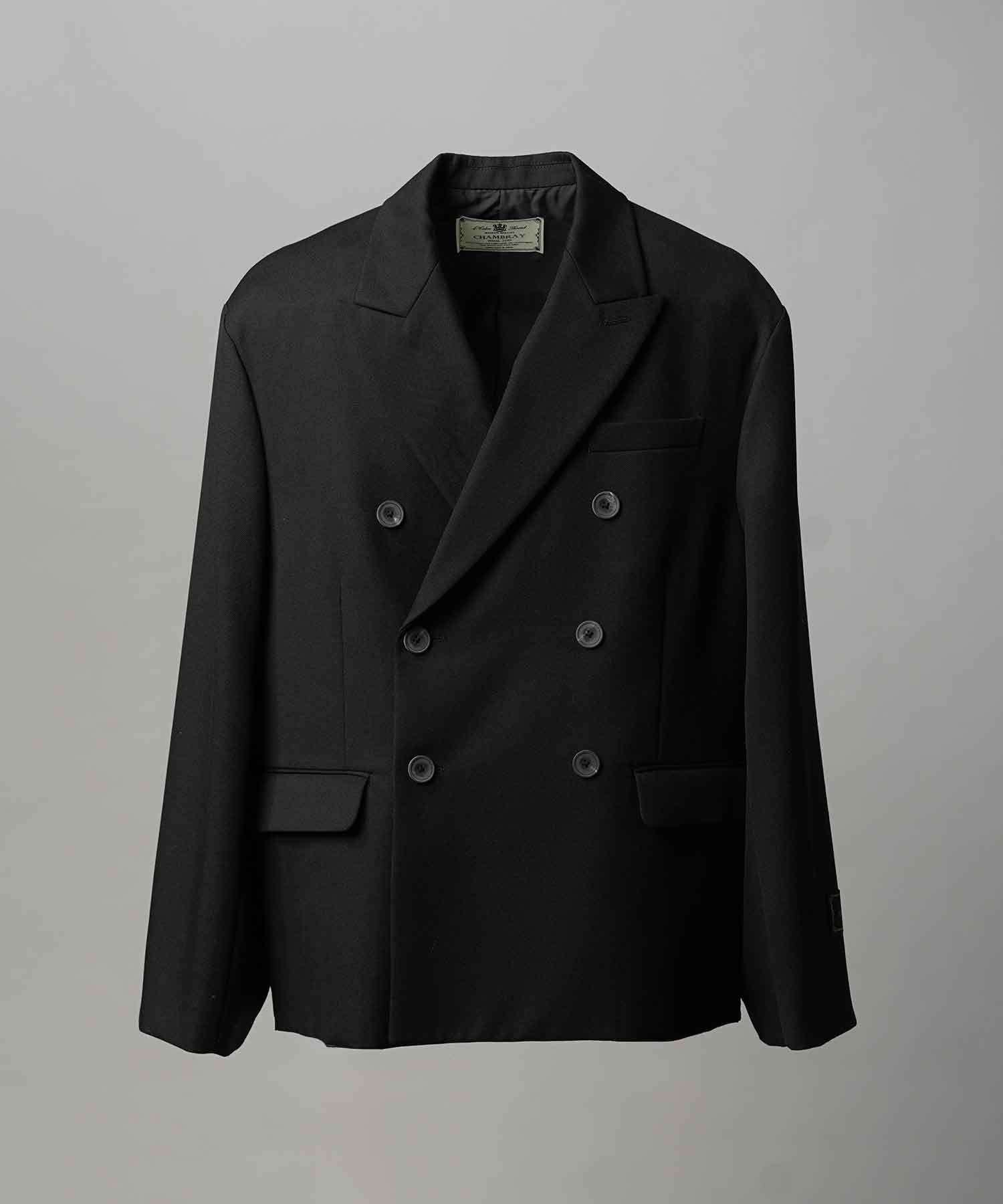 4种颜色Chambray可洗的羊毛峰峰翻领双胸夹克