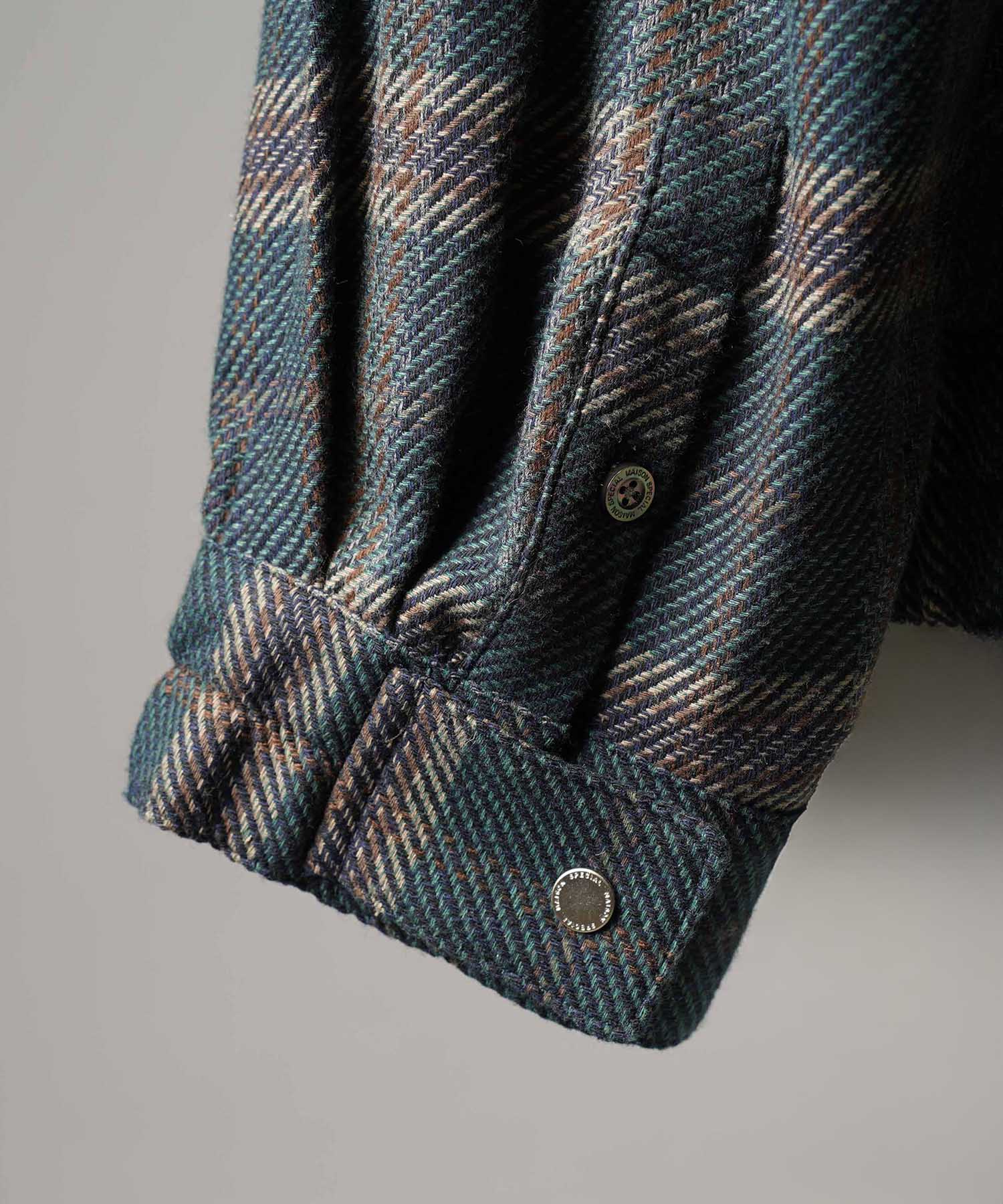 [Sale starts at 12:00 pm on Saturday, September 13th] [Italian Dead Stock Fabric] Prime-Over Curved Shirts Blouson