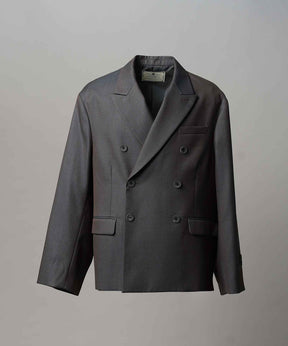 4种颜色Chambray可洗的羊毛峰峰翻领双胸夹克