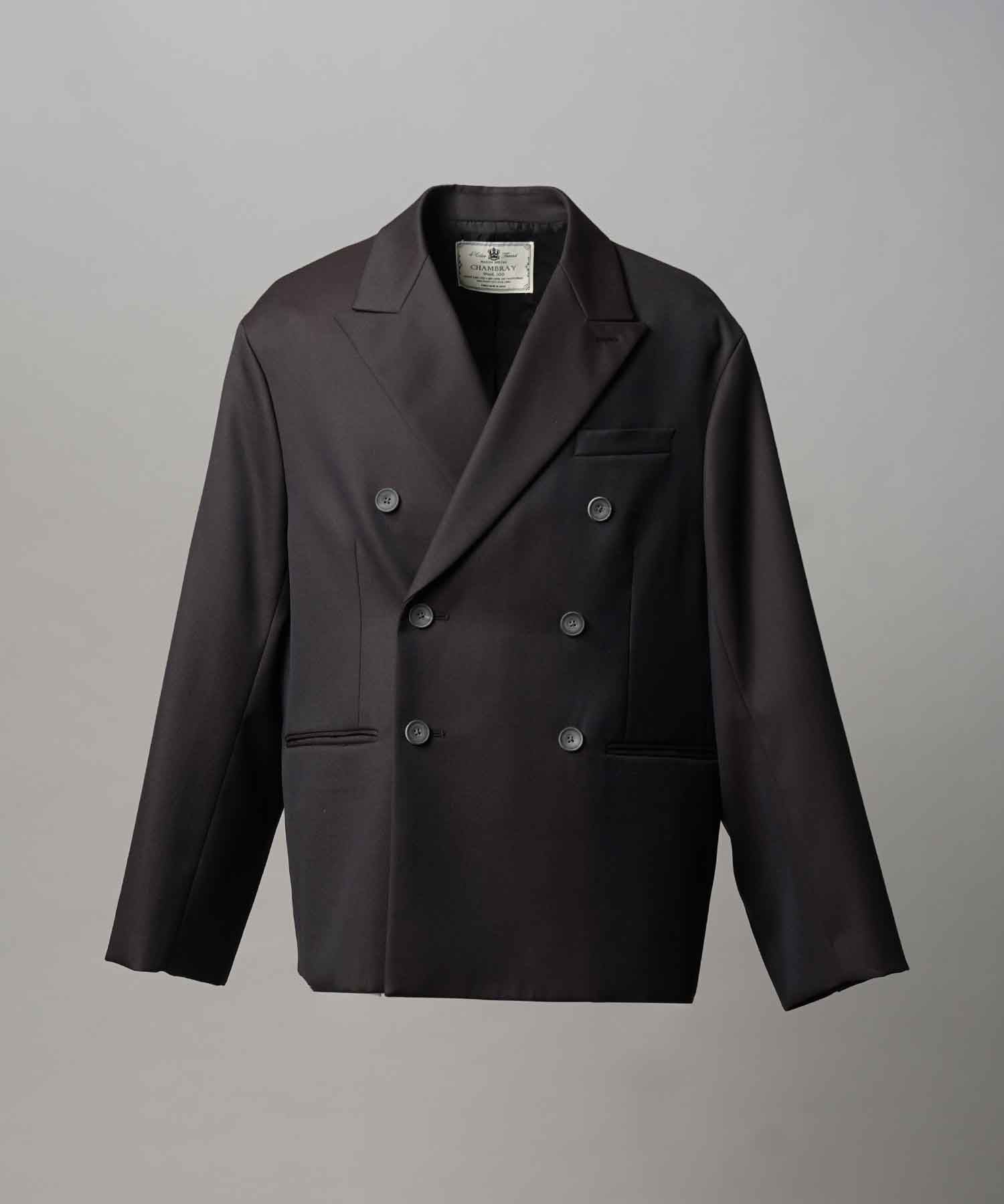 4种颜色Chambray可洗的羊毛峰峰翻领双胸夹克